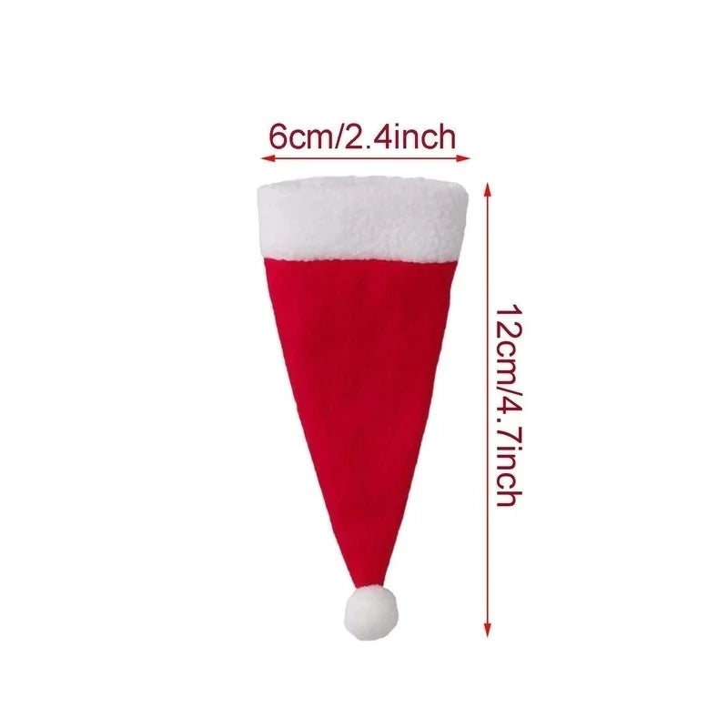 Merry Christmas Decoration 2023 Christmas Tableware Bag Holder Christmas Hat Fork Knife Cutlery Bag Christmas Ornament Decor