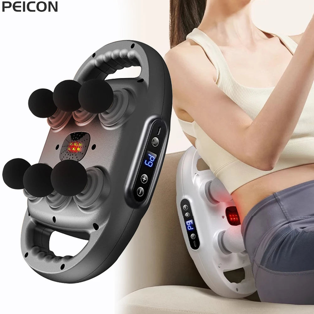 Fascia Gun Muscle Massager Gun High Frequency Back Waist Massage Machine Six-head Body Shoulder Professional Fascia Massage Gun